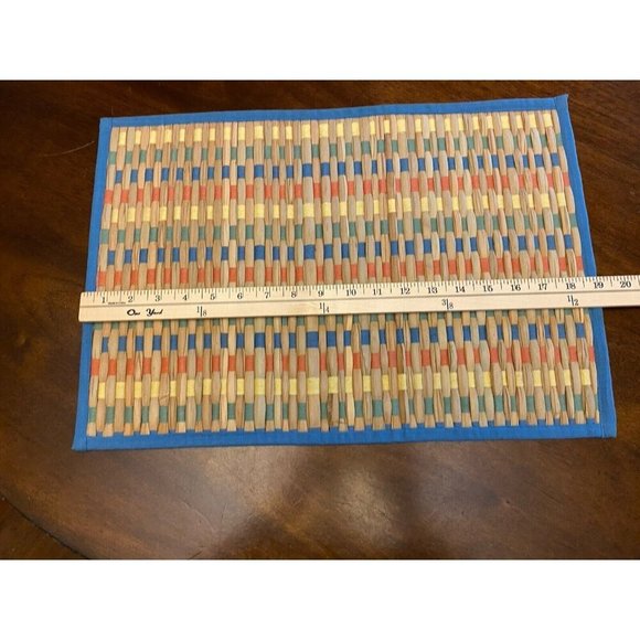 Set of 4 Wicker Kay Dee Designs Placemats Blue Border - Picture 4 of 5